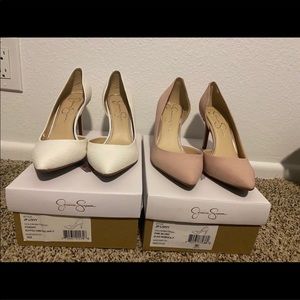 Jessica Simpson heels 2 pairs white / blush size 9